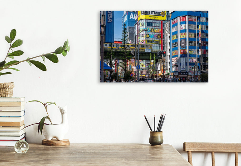 Premium Textil-Leinwand Akihabara Electric Town mit U-Bahn