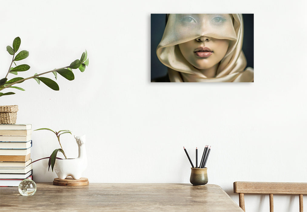 Premium Textil-Leinwand Geheimnisse tragen Augen.