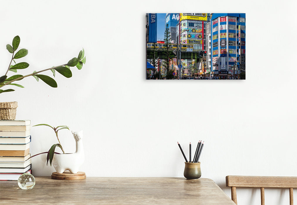 Premium Textil-Leinwand Akihabara Electric Town mit U-Bahn