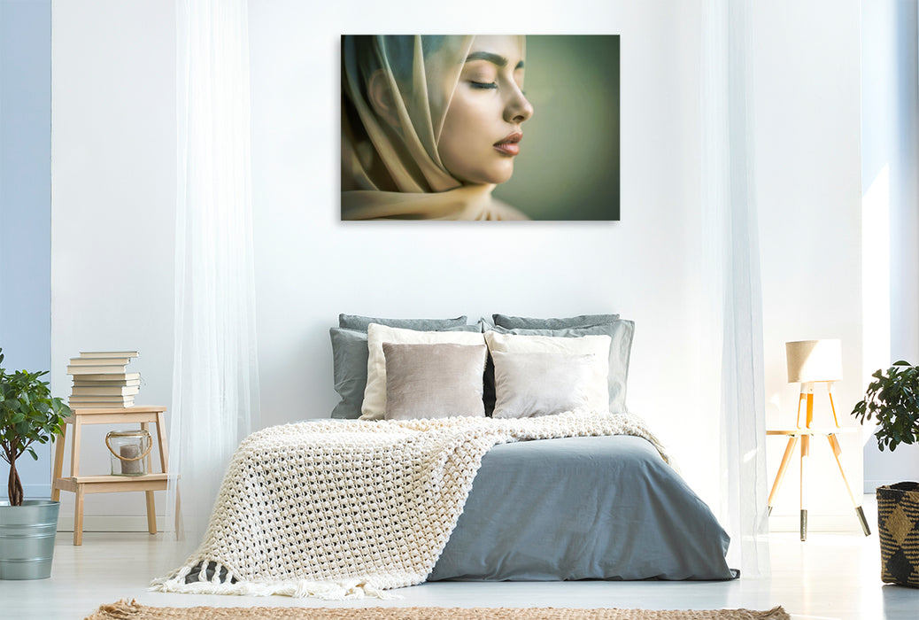 Premium Textil-Leinwand Wo Geheimnisse atmen und Nächte wachen.