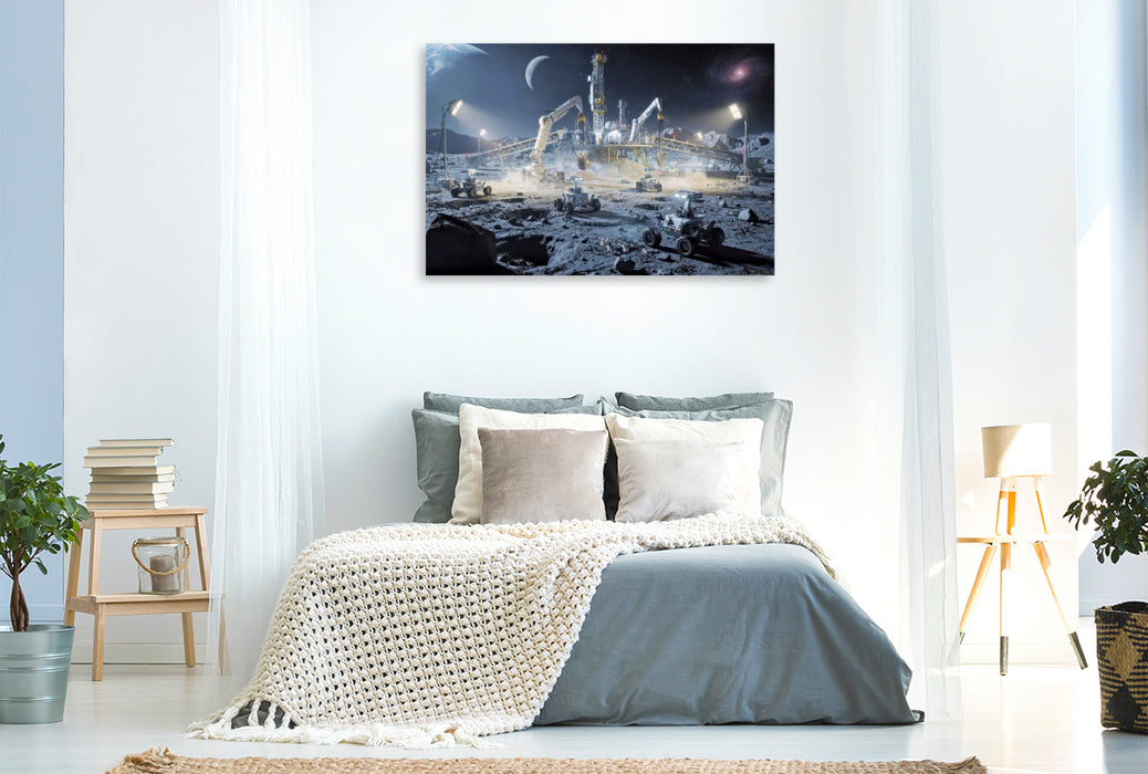 Premium Textil-Leinwand Sternenbergbau — Wenn Visionen zu Metallen werden.