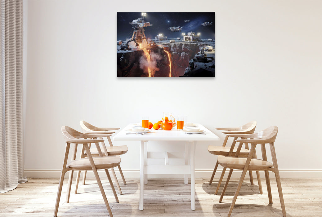 Premium Textil-Leinwand Ein Motiv aus dem Kalender Rohstoffabbau im All