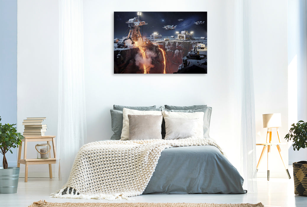 Premium Textil-Leinwand Ein Motiv aus dem Kalender Rohstoffabbau im All