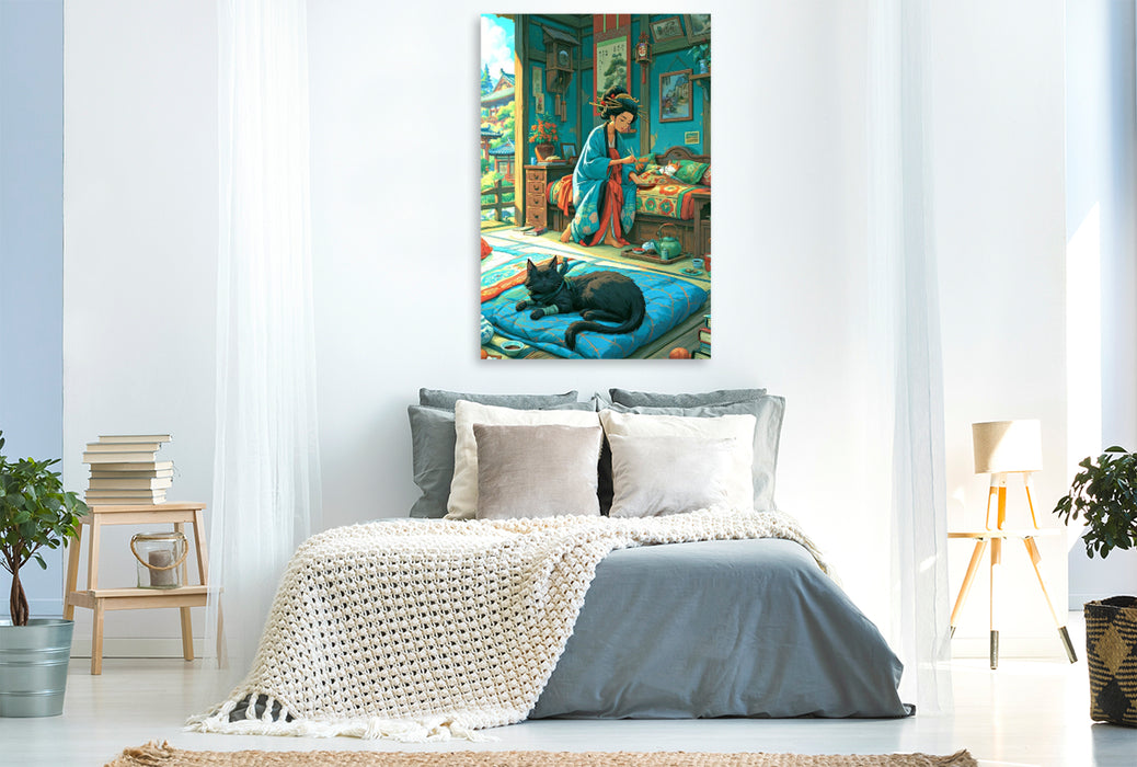 Premium Textil-Leinwand Am Tag sind wir einfach Katzen