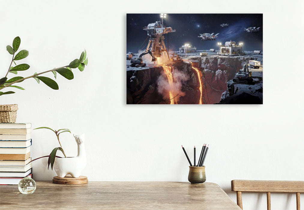 Premium Textil-Leinwand Ein Motiv aus dem Kalender Rohstoffabbau im All