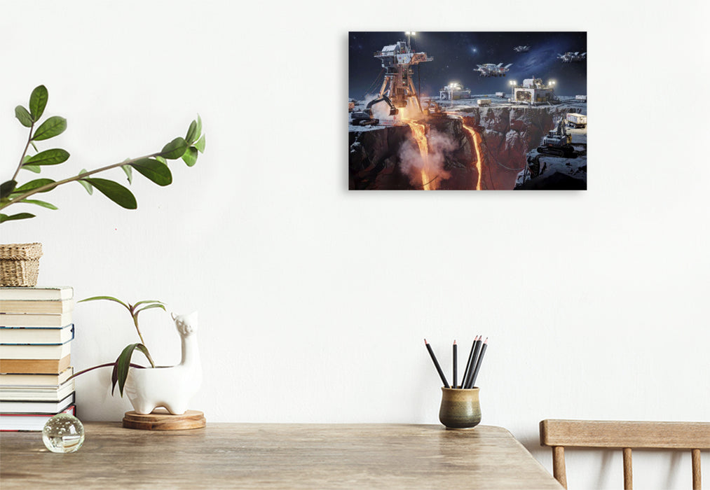 Premium Textil-Leinwand Ein Motiv aus dem Kalender Rohstoffabbau im All
