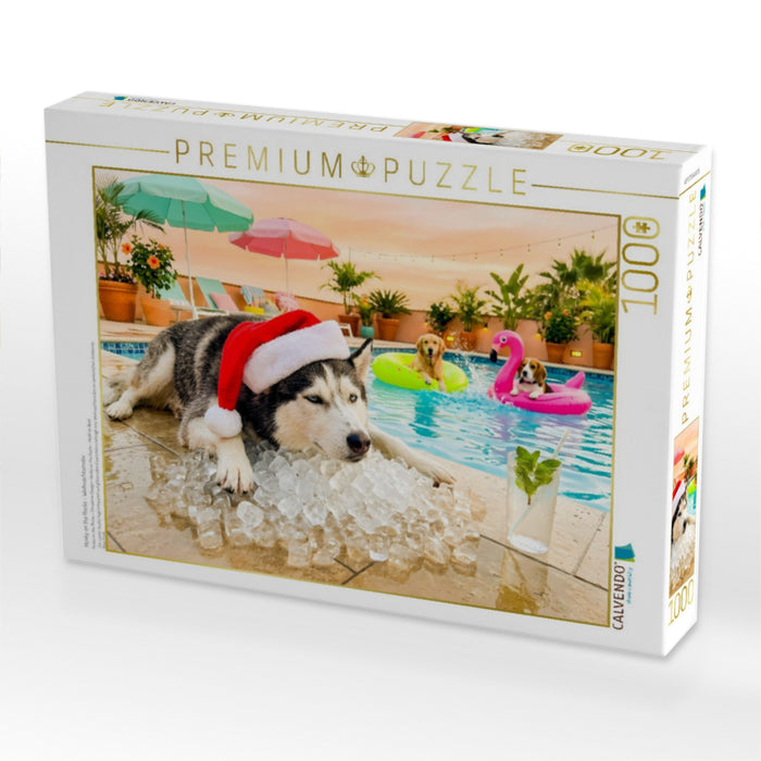 Husky on the Rocks - Weihnachtsmotiv - CALVENDO Foto-Puzzle'