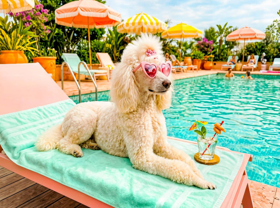 Pudeldame am Pool - Sommer Glamour - CALVENDO Foto-Puzzle'