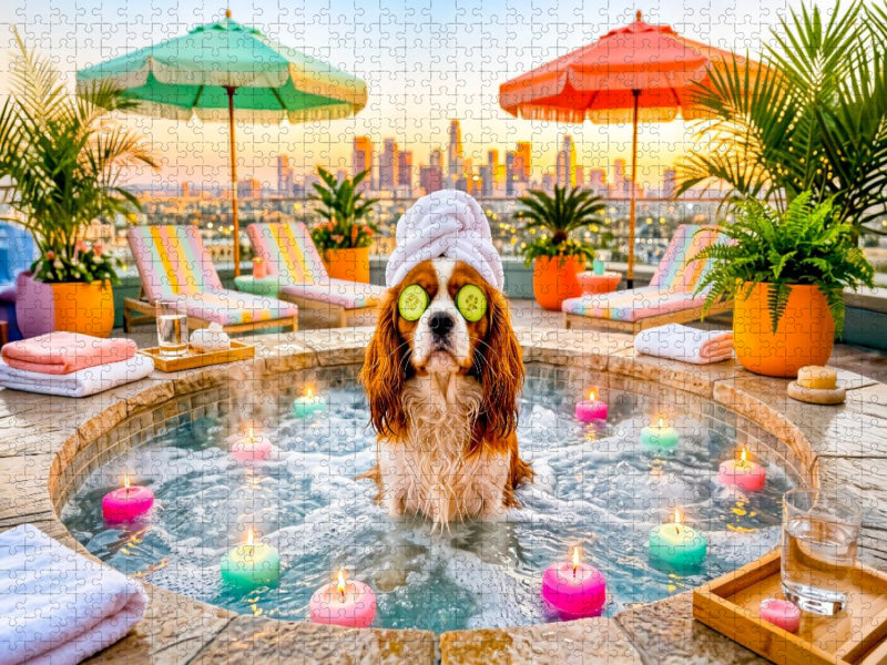 Wellness Spaniel – Entspanntes Spa Hundemotiv - CALVENDO Foto-Puzzle'
