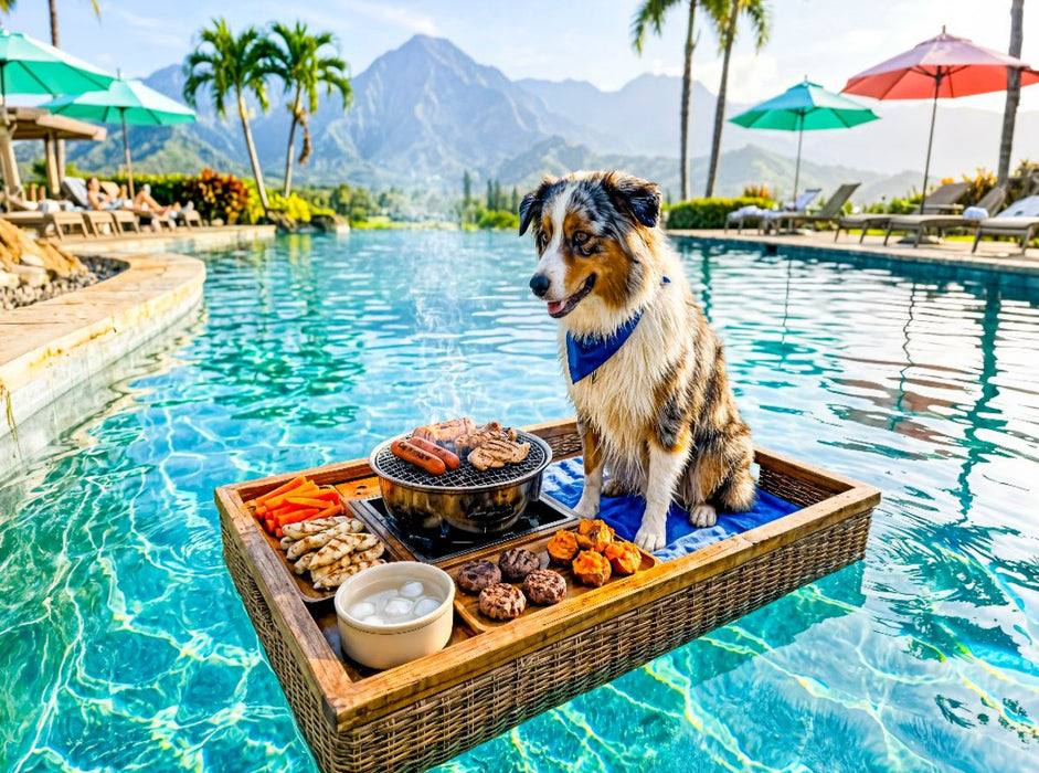 Pool Snacktime – Hund auf Schwimmtablett - CALVENDO Foto-Puzzle'