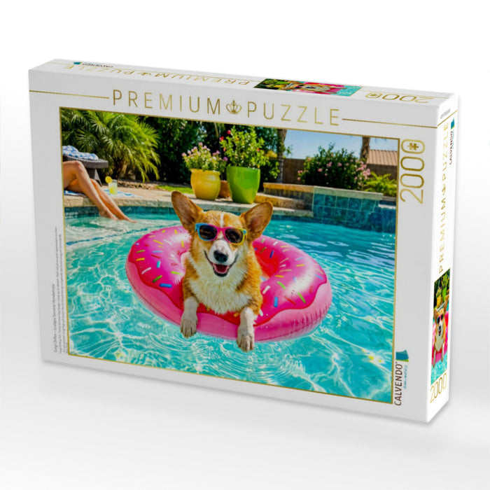 Corgi Chillen - Lustiges Sommer Hundemotiv - CALVENDO Foto-Puzzle'