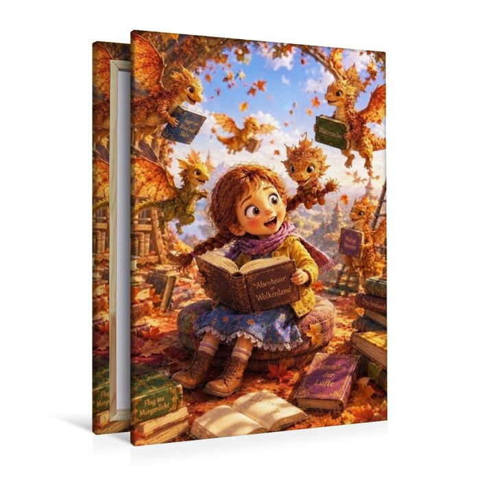 Premium Textil-Leinwand Die Drachenbibliothek