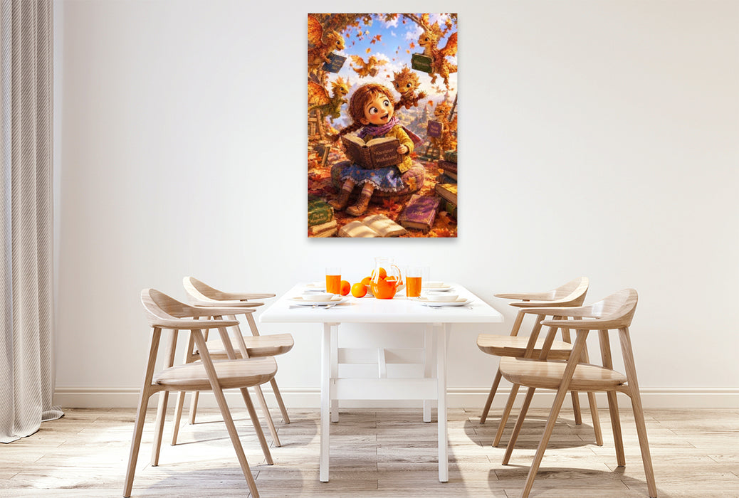 Premium Textil-Leinwand Die Drachenbibliothek
