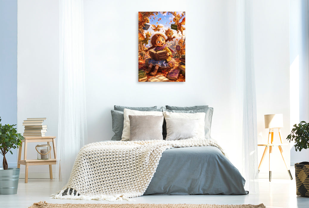 Premium Textil-Leinwand Die Drachenbibliothek