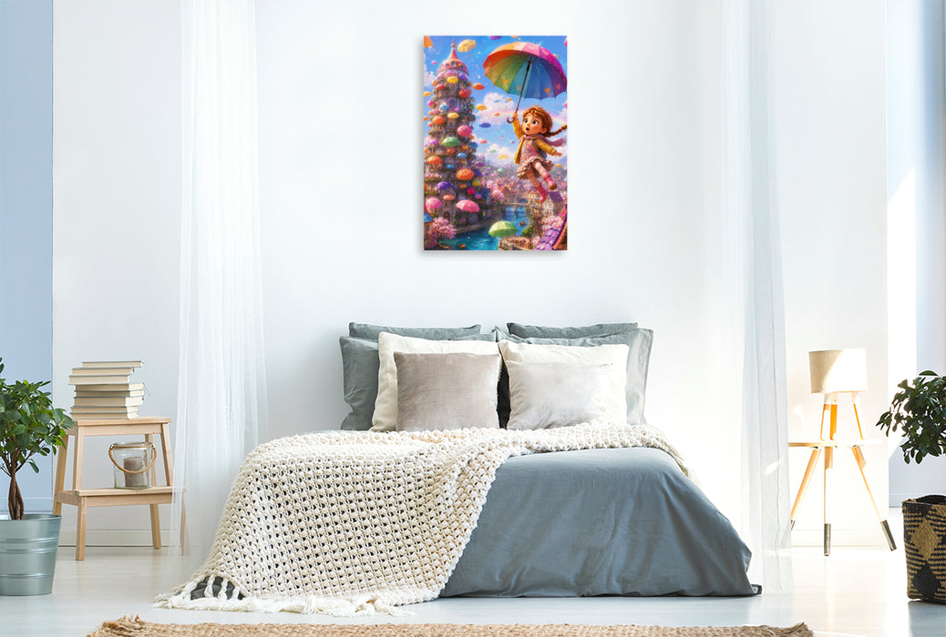 Premium Textil-Leinwand Schirmchenwunderland
