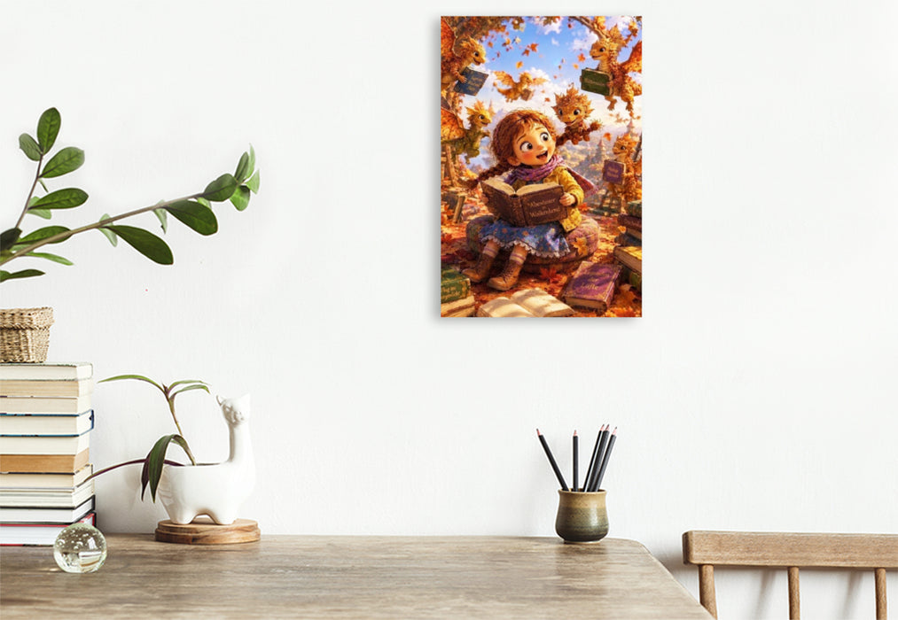 Premium Textil-Leinwand Die Drachenbibliothek