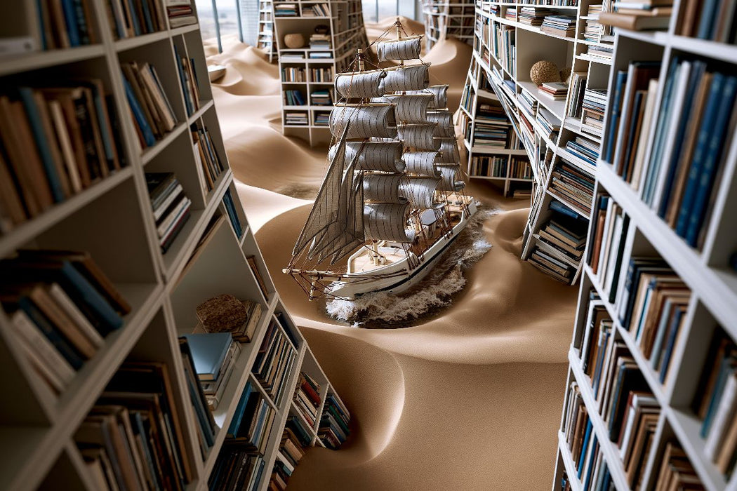 Premium Textil-Leinwand Das Schiff in der Dünenbibliothek