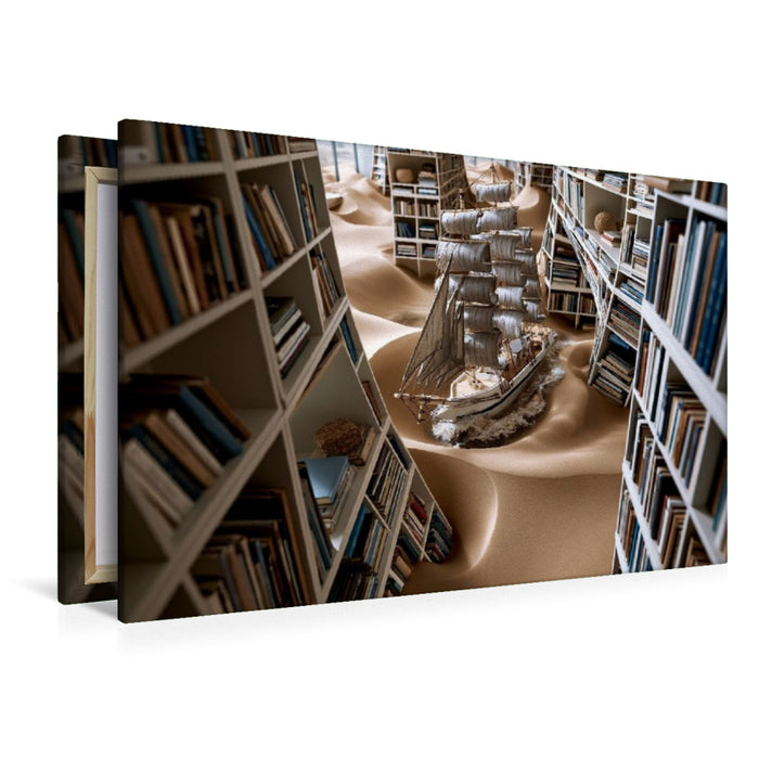 Premium Textil-Leinwand Das Schiff in der Dünenbibliothek
