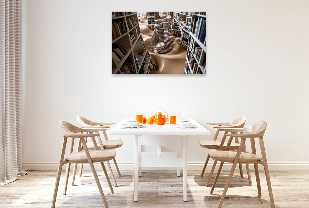 Premium Textil-Leinwand Das Schiff in der Dünenbibliothek