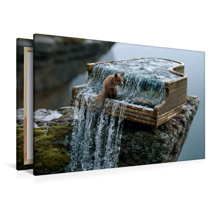 Premium Textil-Leinwand Der Fuchs am Wasserfallklavier