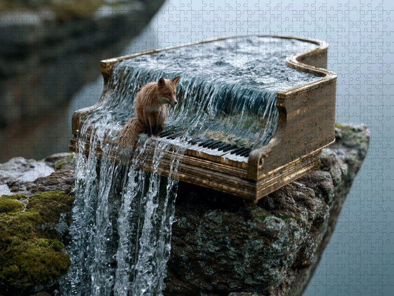 Der Fuchs am Wasserfallklavier - CALVENDO Foto-Puzzle'