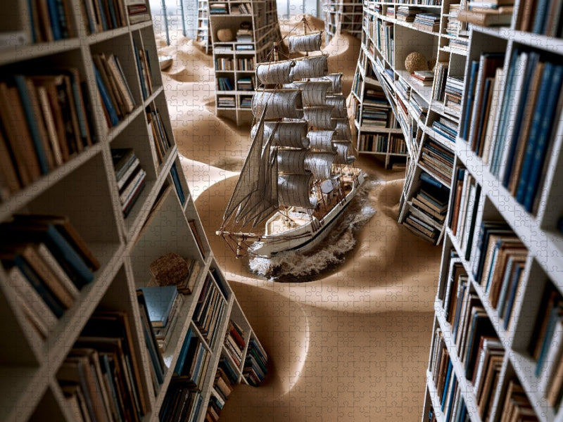 Das Schiff in der Dünenbibliothek - CALVENDO Foto-Puzzle'