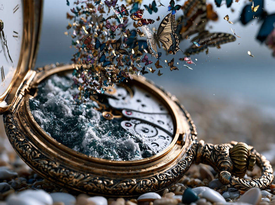 Die Taschenuhr mit Ozean der Schmetterlinge - CALVENDO Foto-Puzzle'