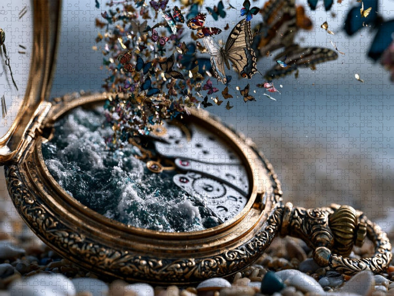 Die Taschenuhr mit Ozean der Schmetterlinge - CALVENDO Foto-Puzzle'