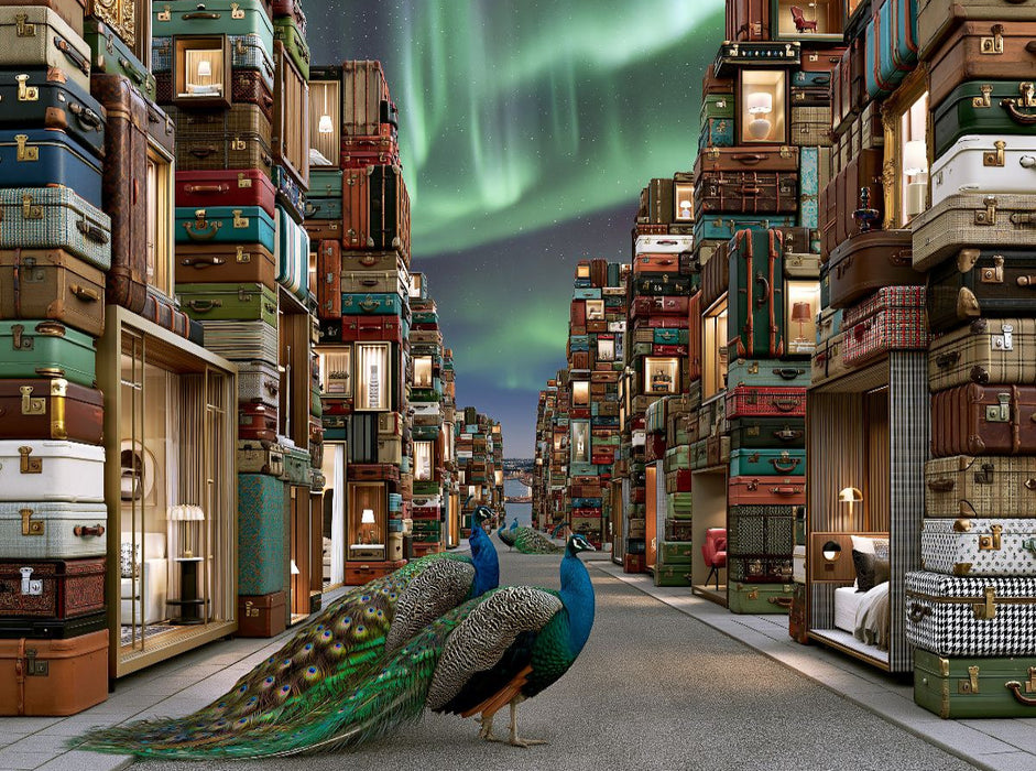 Die Kofferstadt unter den Polarlichtern - CALVENDO Foto-Puzzle'
