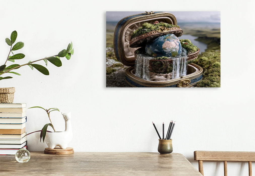 Premium Textil-Leinwand Der Planet im Schmuckkästchen der Wasserfälle