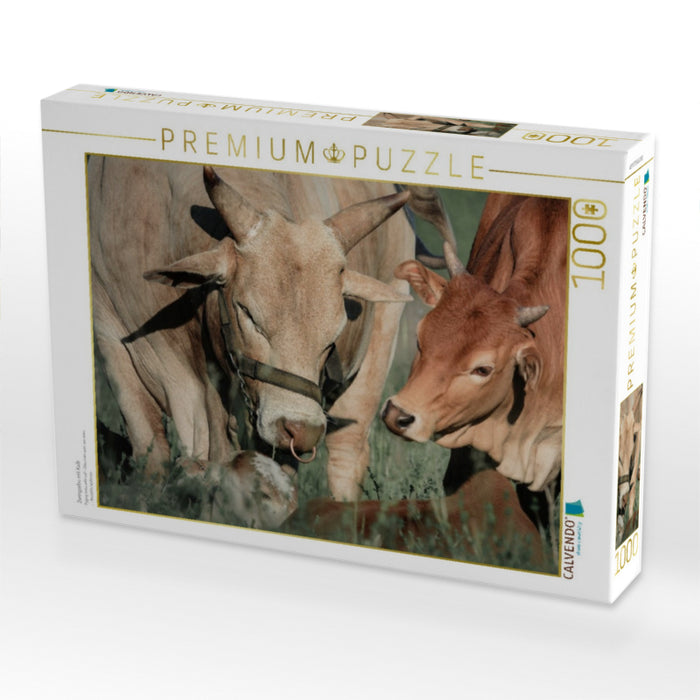 Zwergzebu mit Kalb - CALVENDO Foto-Puzzle'