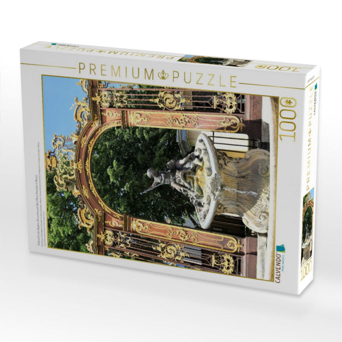 Teilansicht des Neptun-Brunnens auf dem Place Stanislas in Nancy - CALVENDO Foto-Puzzle'