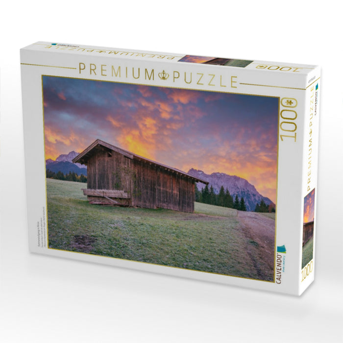 Sonnenaufgang in Krün - CALVENDO Foto-Puzzle'