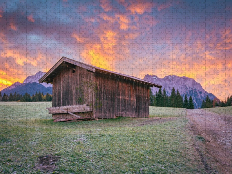 Sonnenaufgang in Krün - CALVENDO Foto-Puzzle'