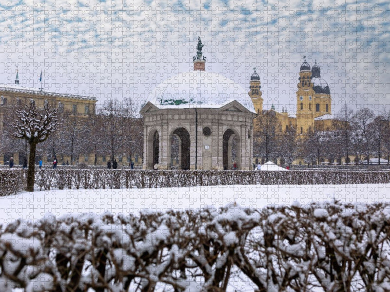 Hofgarten mit Dianatempel und Blick auf die Theatinerkirche St. Kajetan - CALVENDO Foto-Puzzle'