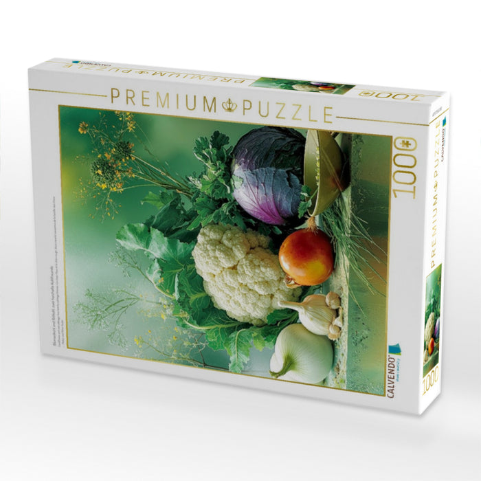 Blumenkohl und Rotkohl, zwei herzhafte Kohlfreunde - CALVENDO Foto-Puzzle'