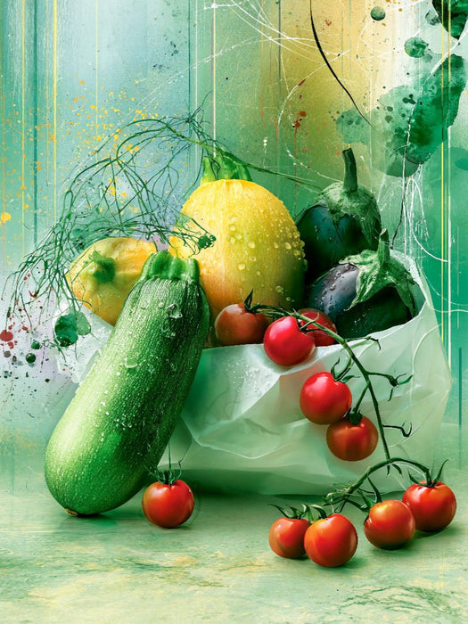 Zucchini, Aubergine und Tomate, wer denkt hier nicht an die mediterane Küche - CALVENDO Foto-Puzzle'