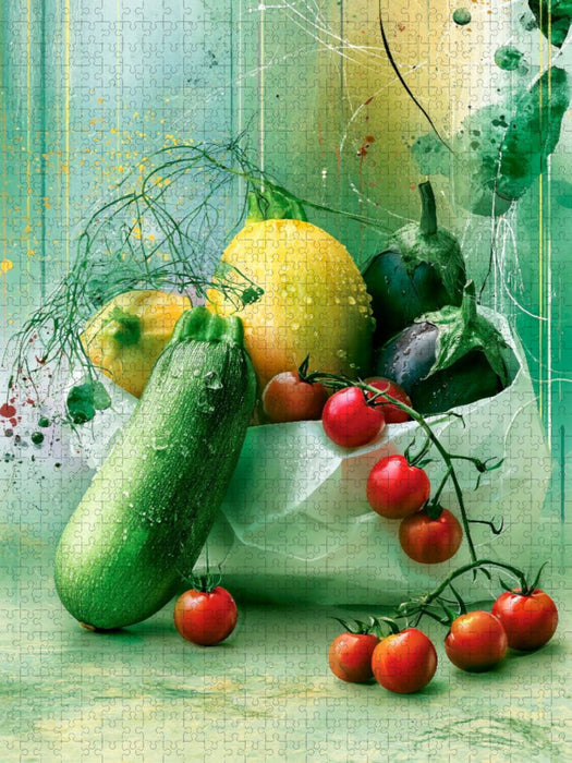 Zucchini, Aubergine und Tomate, wer denkt hier nicht an die mediterane Küche - CALVENDO Foto-Puzzle'