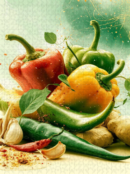 In leuchtenden Farben, frisch, geschmort oder gekocht, Paprika sind ein Renner - CALVENDO Foto-Puzzle'