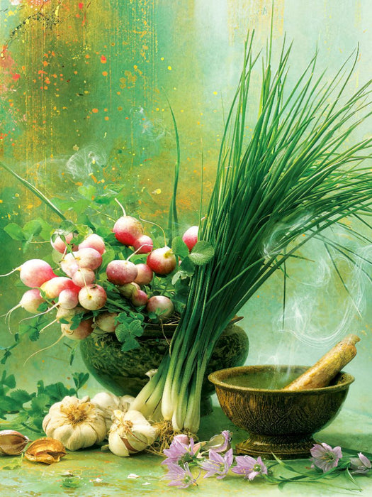 Radieschen, Frühlingszwiebeln und ein Hauch von Knoblauch - der Frühling naht - CALVENDO Foto-Puzzle'