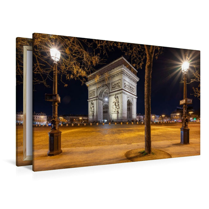 Premium Textil-Leinwand Arc de Triomphe bei Nacht
