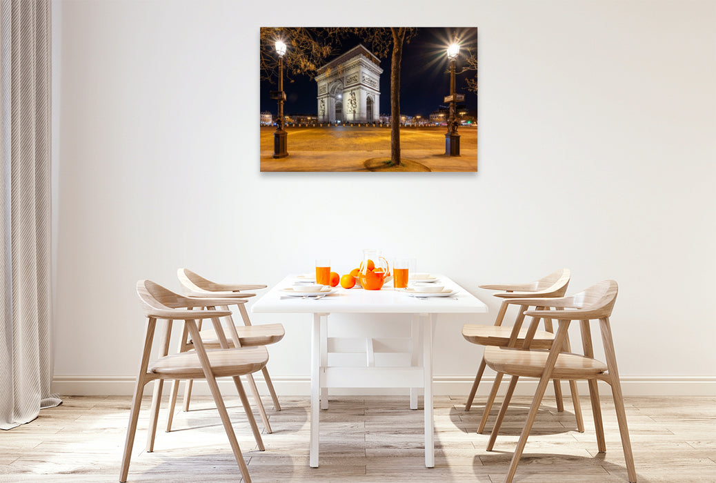 Premium Textil-Leinwand Arc de Triomphe bei Nacht