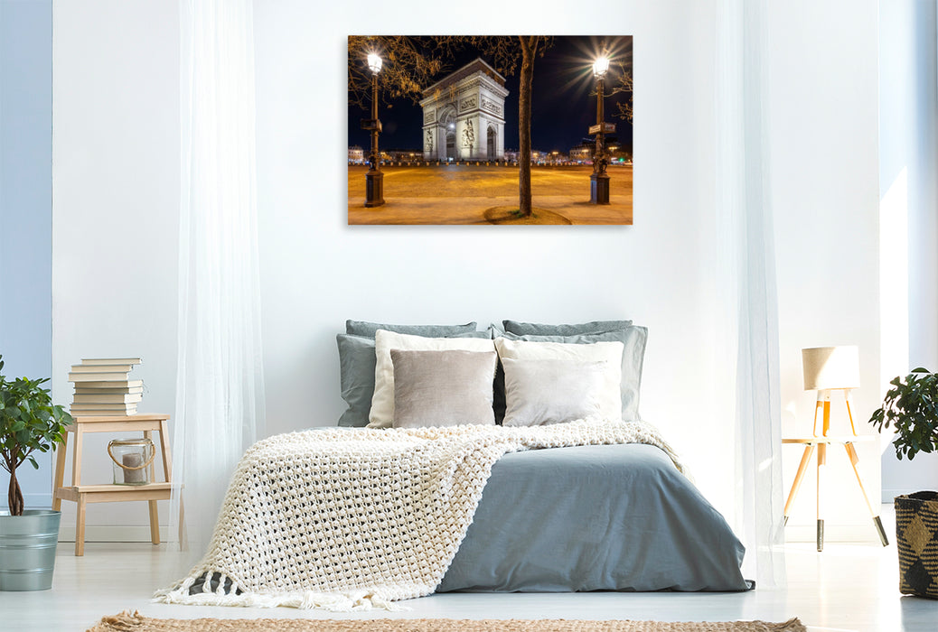 Premium Textil-Leinwand Arc de Triomphe bei Nacht