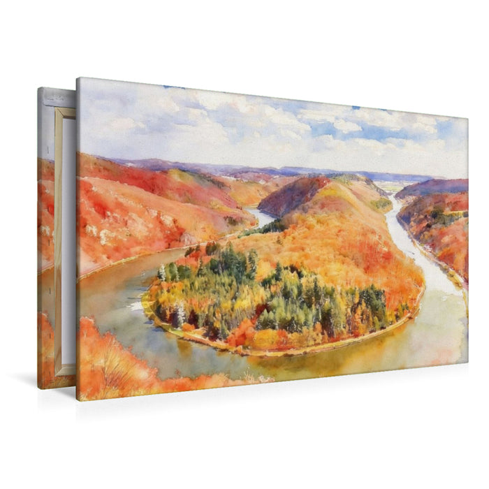 Premium Textil-Leinwand Indian summer an der Saarscheife