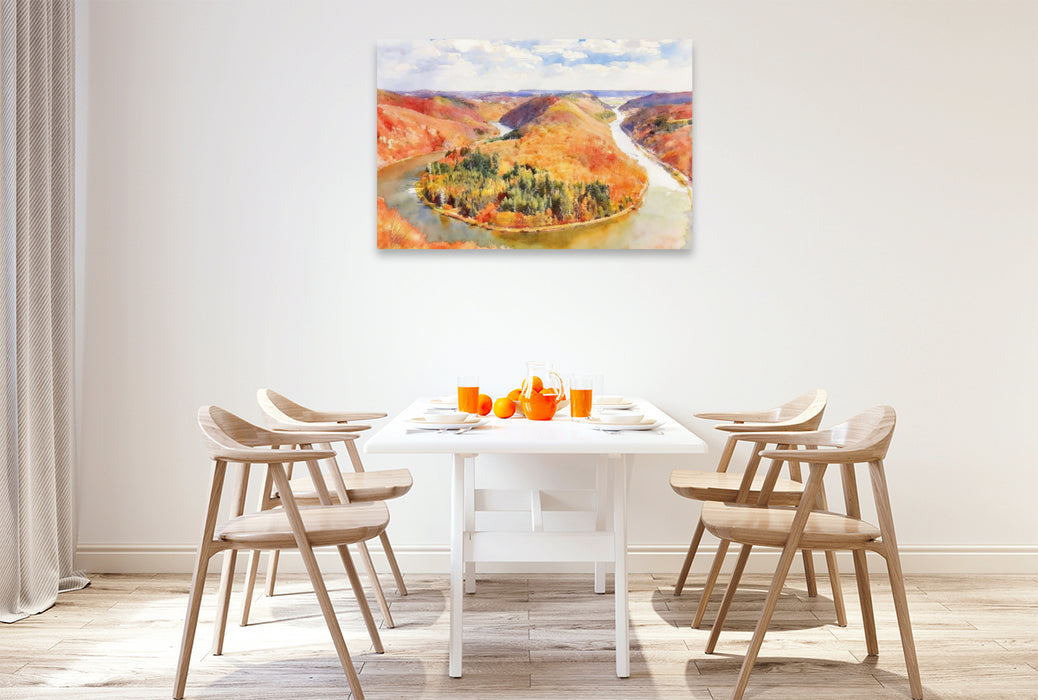 Premium Textil-Leinwand Indian summer an der Saarscheife