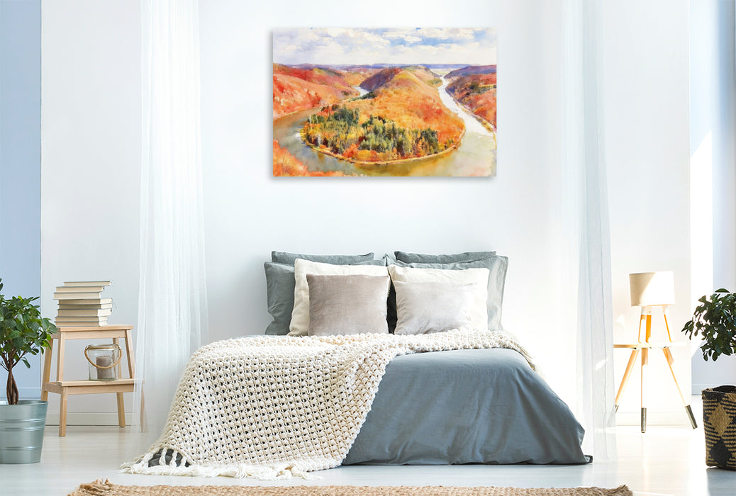Premium Textil-Leinwand Indian summer an der Saarscheife