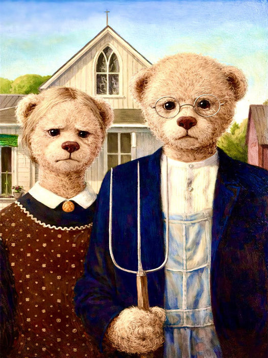 Teddy Gothic (American Gothic von Grant Wood, 1930) - CALVENDO Foto-Puzzle'