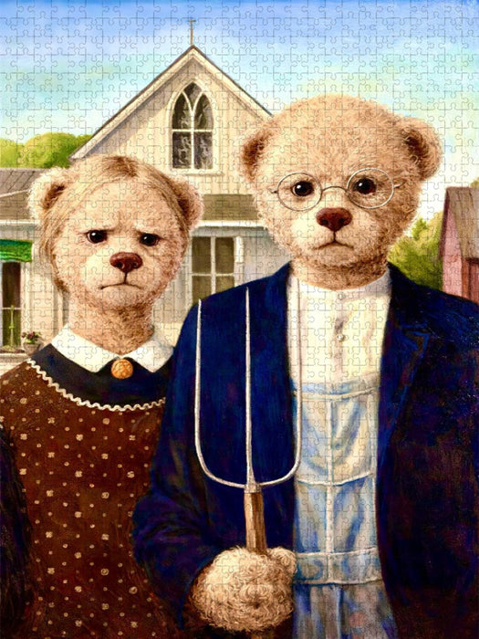 Teddy Gothic (American Gothic von Grant Wood, 1930) - CALVENDO Foto-Puzzle'