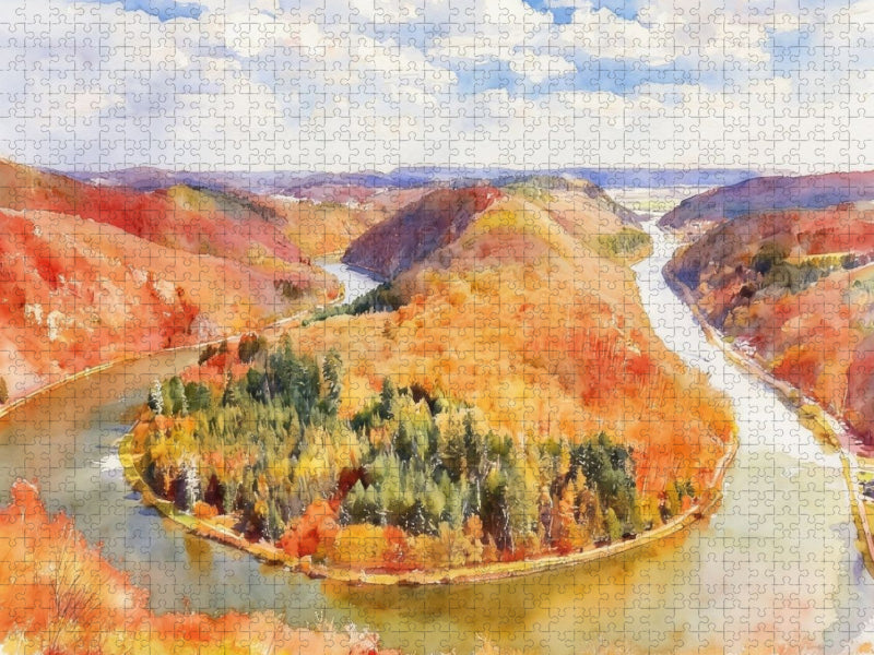 Indian summer an der Saarscheife - CALVENDO Foto-Puzzle'