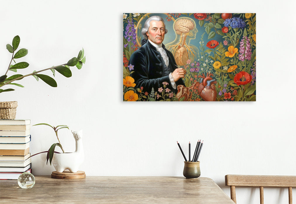 Premium Textil-Leinwand Albrecht von Haller (1708–1777) – erforschte Nerven- und Muskelphysiologie. Berühmter Mediziner der Geschichte